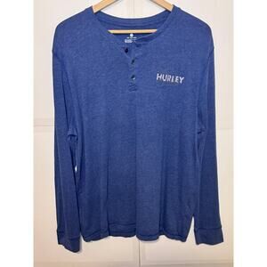Hurley Men's Blue Long Sleeve Henley Tee L